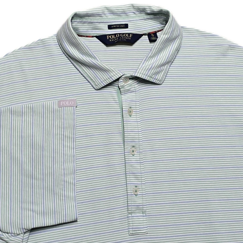 Ralph Lauren Polo Golf Performance Stretch Lisle Polo Blue Green Striped Mens XL
